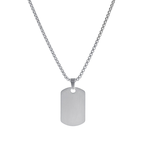 Indulge Stainless steel men’s matte dog tag pendant necklace with box chain