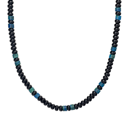 Indulge Men’s Black and Sodalite Bead Necklace