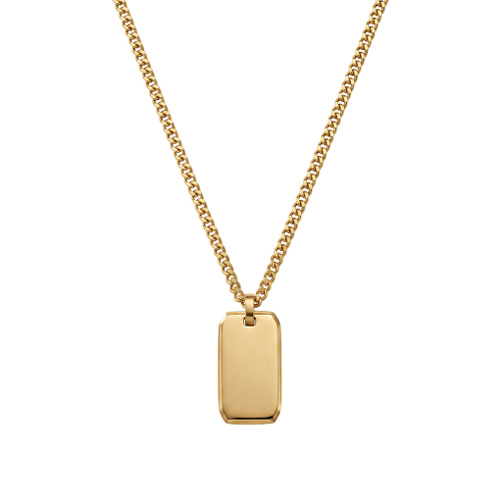 Indulge Stainless Steel Matte Gold Plated Cuban Chain with Brushed Matte Finish Tag Pendant Necklace