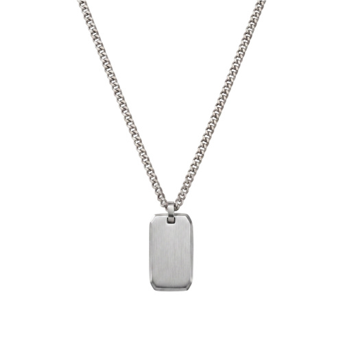 Indulge Stainless Steel Matte Cuban Chain with Brushed Matte Finish Tag Pendant Necklace