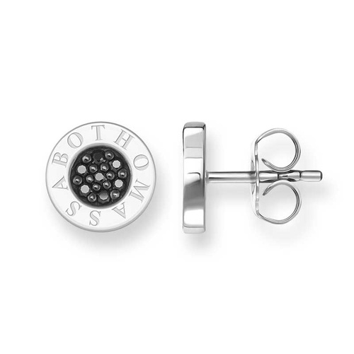 THOMAS SABO STERLING SILVER BLACK CUBIC ZIRCONIA STUD EARRINGS