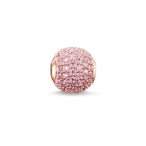THOMAS SABO KAORI PINK ROSE GOLDPLATED PAVE KARMA BEAD