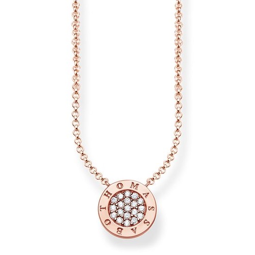 THOMAS SABO CLASSIC PAVE ROSE GOLD PLATED CUBIC ZIRCONIA NECKLACE 40-45CM