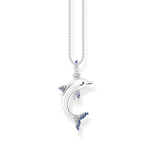 THOMAS SABO DOLPHIN WITH BLUE STONES NECKLACE