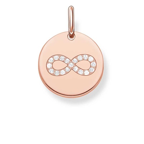 THOMAS SABO ENGRAVABLE COIN INFINITY CUBIC ZIRCONIA ROSE GOLD PLATED