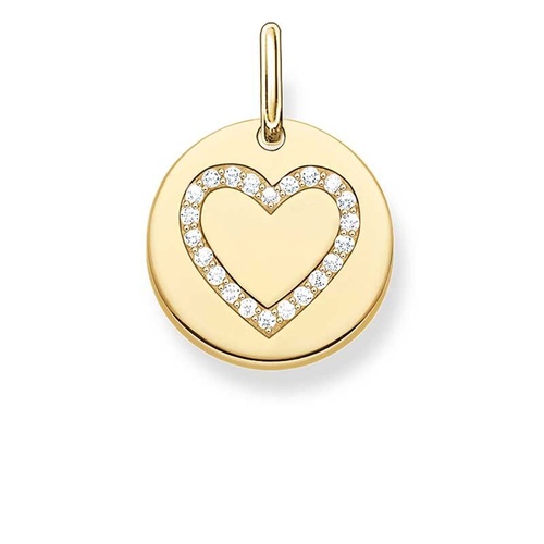 THOMAS SABO ENGRAVABLE HEART COIN YELLOW GOLD PLATED