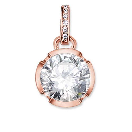 THOMAS SABO ROSE GOLD PLATED CUBIC ZIRCONIA BEZEL PENDANT