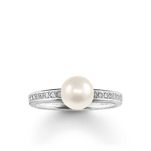 THOMAS SABO STERLING SILVER PEARL CUBIC ZIRVONIA RING