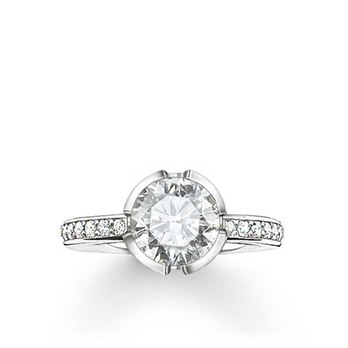THOMAS SABO SIGNATURE WHITE PAVE CUBIC ZIRCONIA BAND RING
