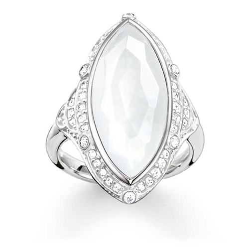 THOMAS SABO LOTOS MILKY QUARTZ ELLIPSE RING SIZE N ONLY