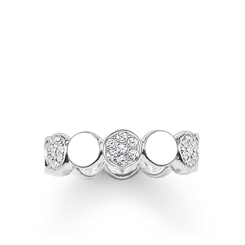 THOMAS SABO CIRCLES POLISHED PAVE CUBIC ZIRCONIA BAND RING