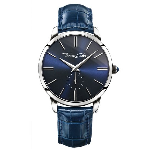 THOMAS SABO STAINLESS STEEL NAVY LEATHER REBEL WATCH