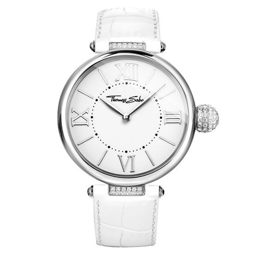 THOMAS SABO KARMA STAINLESS STEEL WHITE LEATHER WATCH