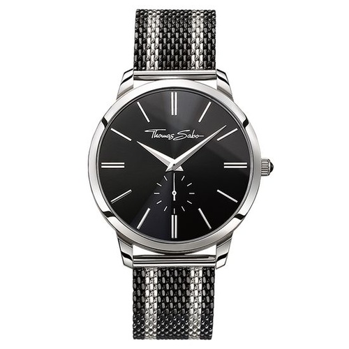 THOMAS SABO STAINLESS STEEL AND BLACK IP STRIPES WATCH