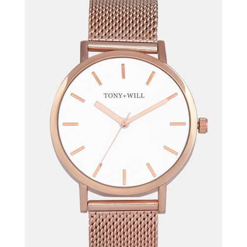 TONY AND WILL CLASSIC ROSE GOLD MESH WATCH