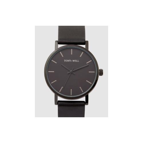 TONY & WILL CLASSIC BLK/BLK/BLK LEATHER WATCH