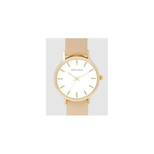 TONY & WILL CLASSIC YG/WHITE/STONE LEATHER WATCH