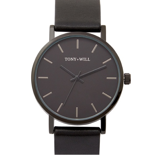 TONY & WILL SMALL CLASSIC BLK/BLK/BLK LEATHER WATCH
