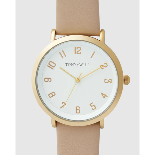 TONY AND WILL ASTRAL YELLOW GOLD AND STONE LEATHER WATCH