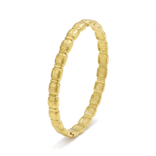Indulge Stainless Steel Vintage Look 16K Gold Pleated Design Bangle