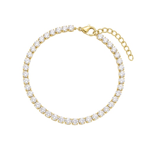 Indulge Stainless Steel 3MM CZ Tennis Bracelet - Gold Plated