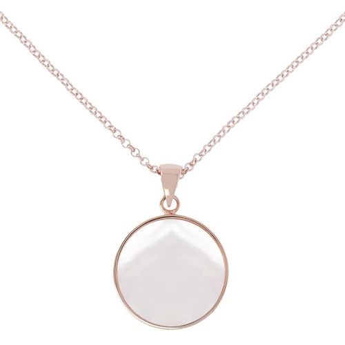 BRONZALLURE ALBA WHITE MOTHER OF PEARL DISC NECKLACE