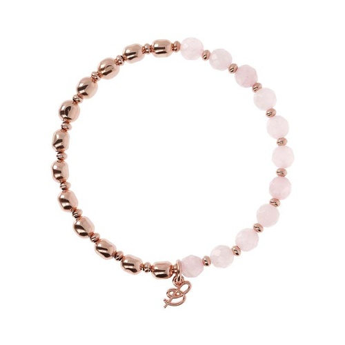 BRONZALLURE ROSE AND ROSE QUARTZ BRACELET