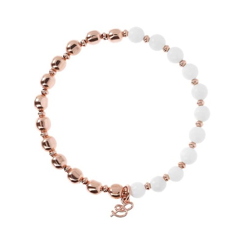 BRONZALLURE ROSE AND WHITE AGATE BRACELET