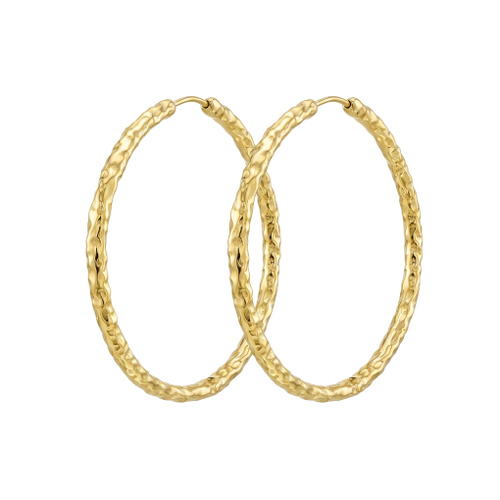 Indulge Stainless Steel 18k Gold Plated Embellished Look Shiny Hoop Earrings