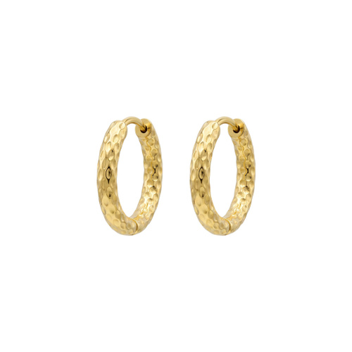 Indulge Stainless Steel Textured Mini Hoop Earrings - Gold Plated