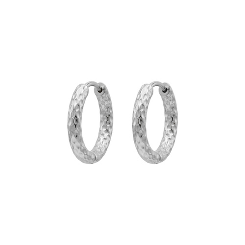 Indulge Stainless Steel Textured Mini Hoop Earrings
