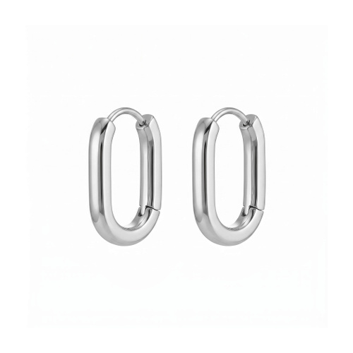 Indulge Stainless Steel Round Edge Oval Shape Mini Hoop Earrings