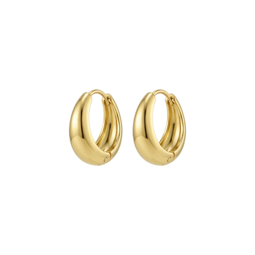 Indulge Stainless Steel Gold Plated Tapered Style Hoop Earrings - 12mm